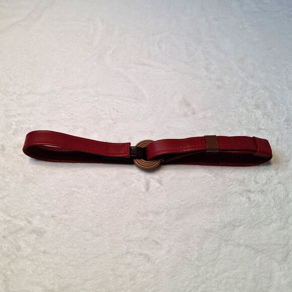 Hans Koch Ltd Accessories - Hans Koch Ltd Red Leather Belt Vintage Minimalist Adjustable Colorblock Retro